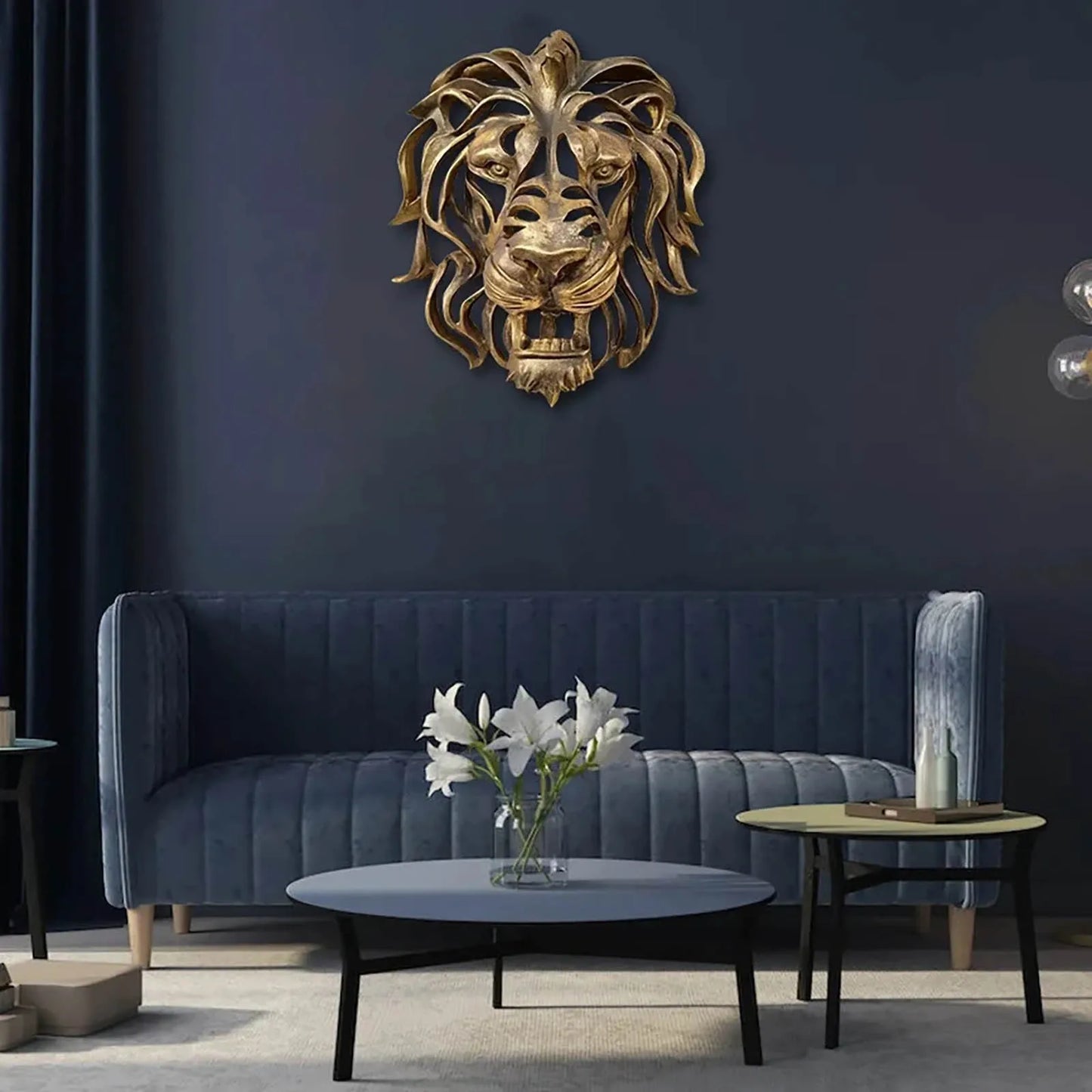 Hollow Lion Head Sculpture And Statue Wall Decoration