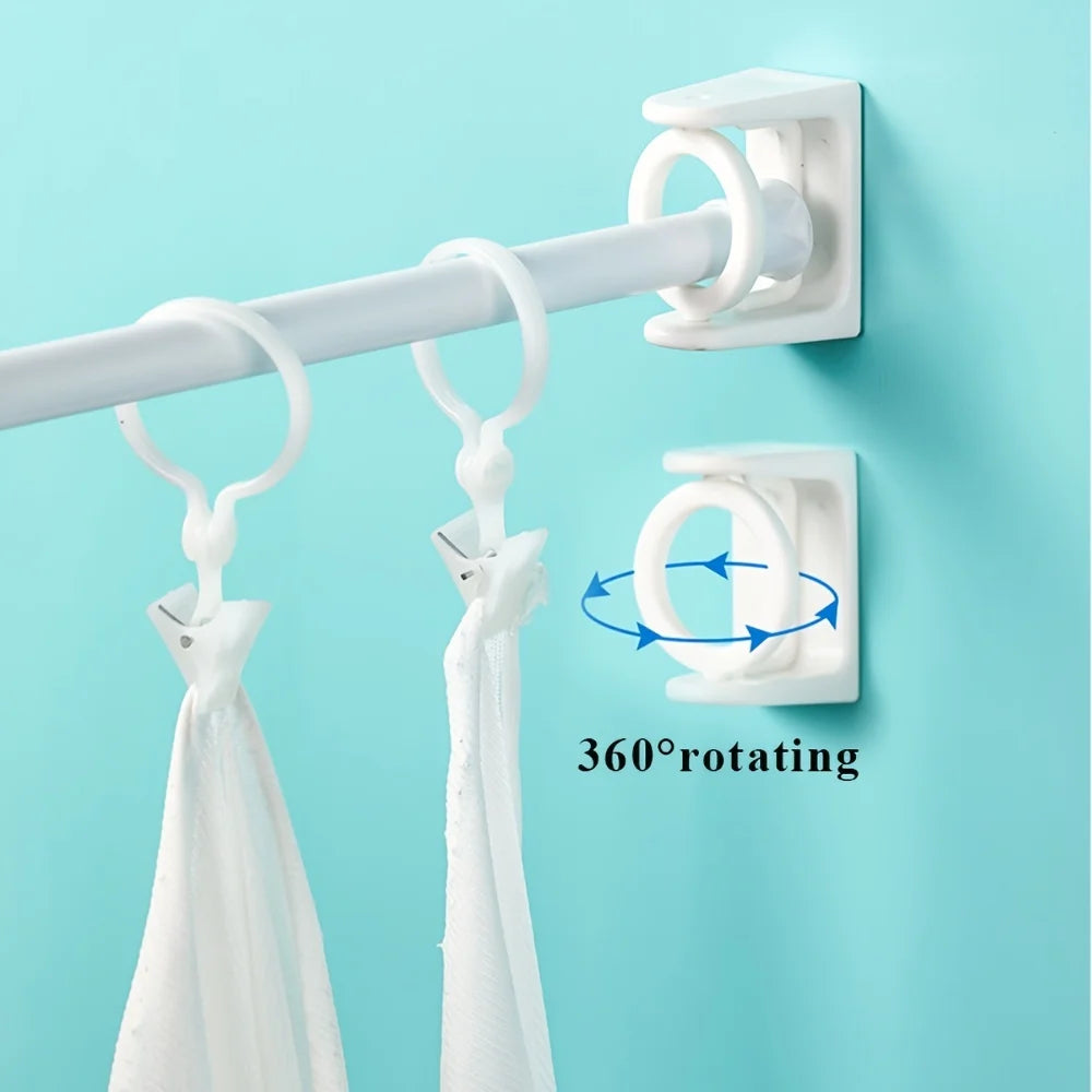 2/4pcs Curtain Rod Holder Clamp Hooks Adjustable