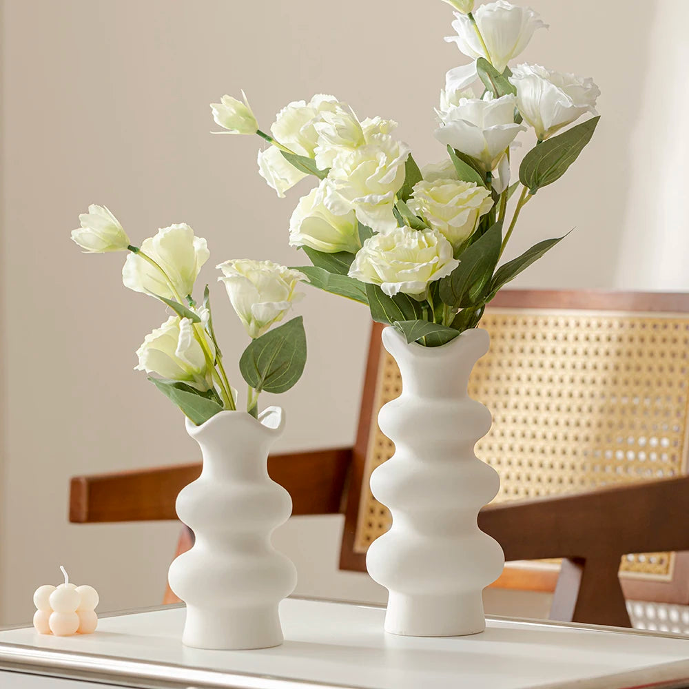 Modern Decorative White Ceramic Vases for Home Decor