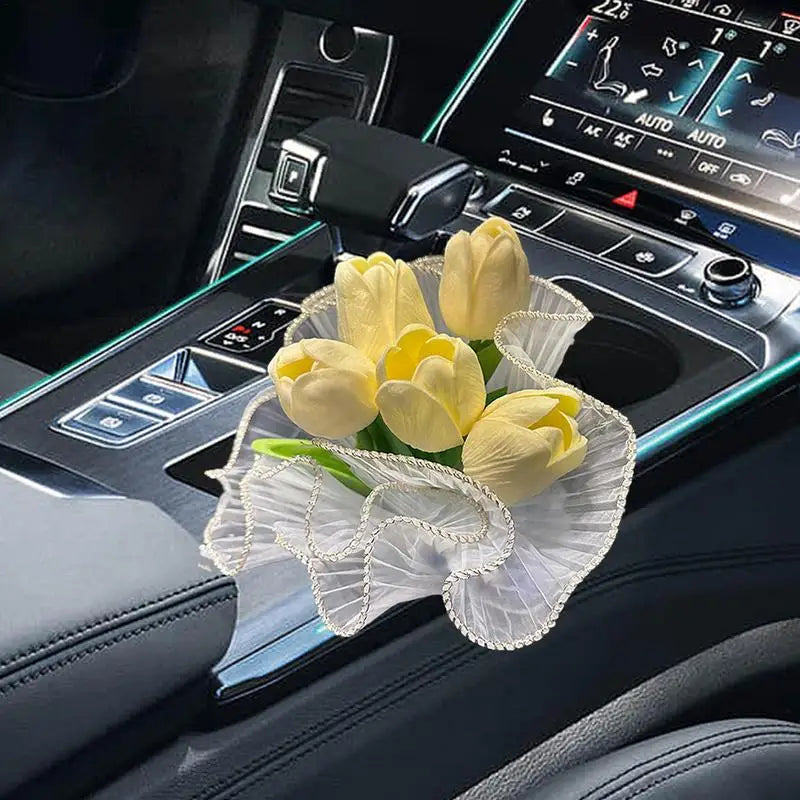 Car Flower Bouquet Artificial Real Touch Tulips