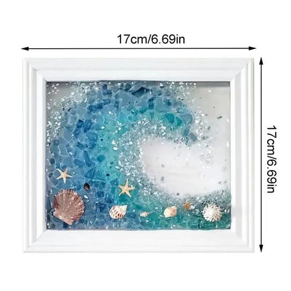 Sea Glass Art Handmade White Framed Wall Decor