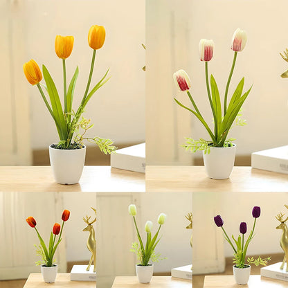 3 Headed Artificial Tulip Flowers Wedding Decoration