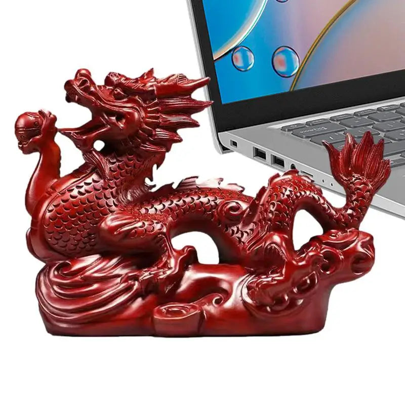 Chinese Dragon Statue Figurine Zodiac Wood Decoration