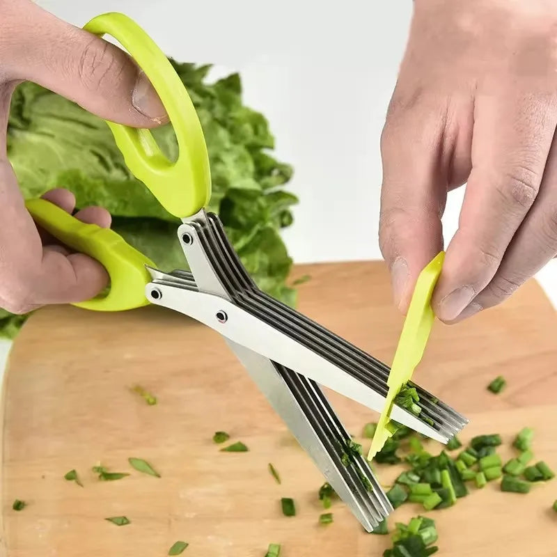 Multi-functional Stainless Steel 5 Layer Kitchen Scissors Tool