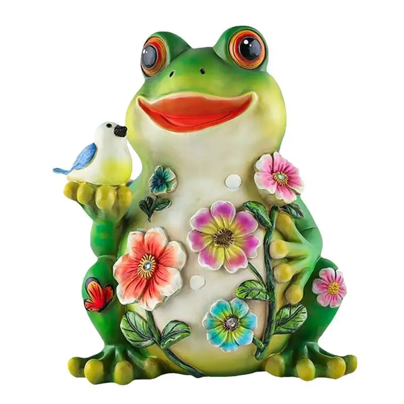 Resin Solar Frog Garden Sculpture Frog Statues Frog