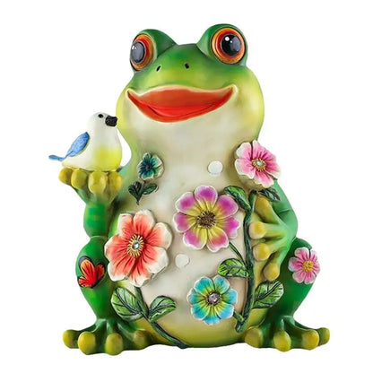 Resin Solar Frog Garden Sculpture Frog Statues Frog