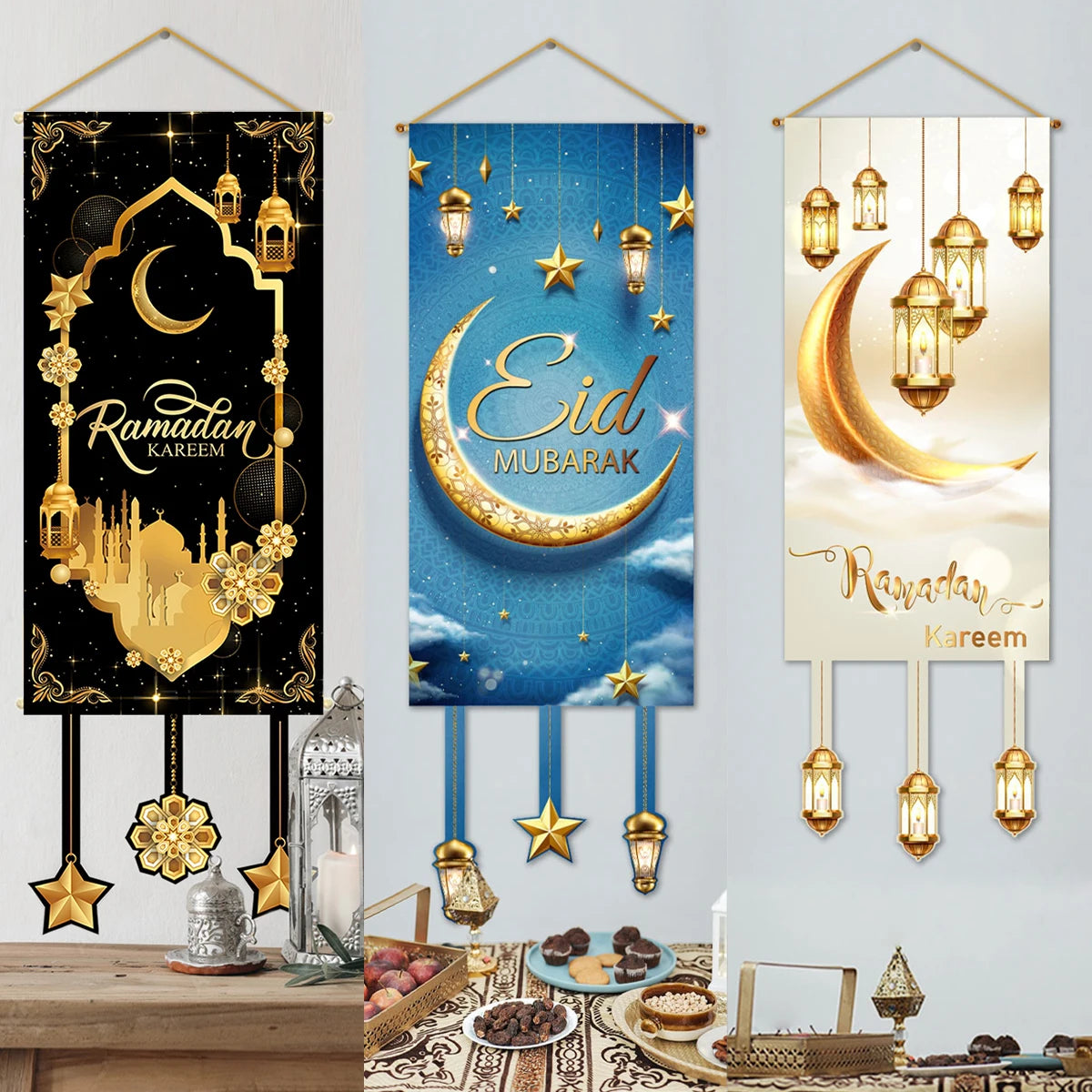 Eid Mubarak Decoration Hanging Flag Home Door