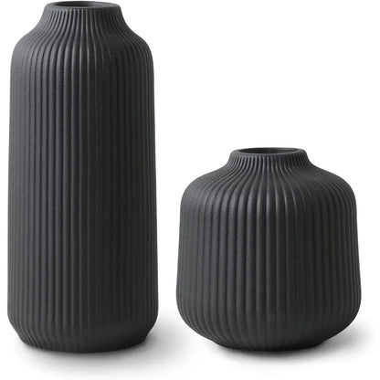 Boho Deco for Windowsill Vases Set in Black Matt