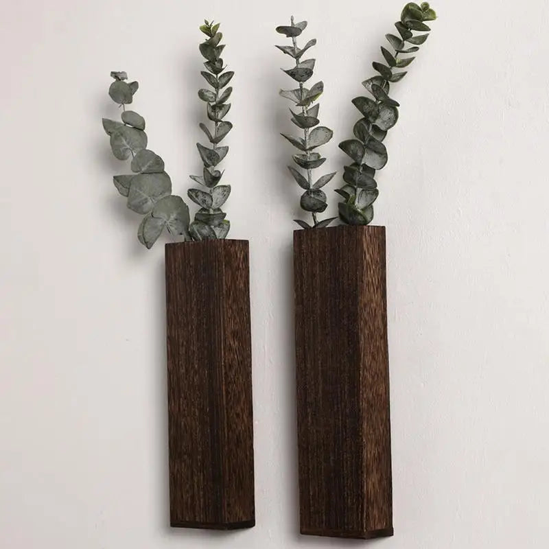 Wooden Wall Mounted Plant Flower Vase