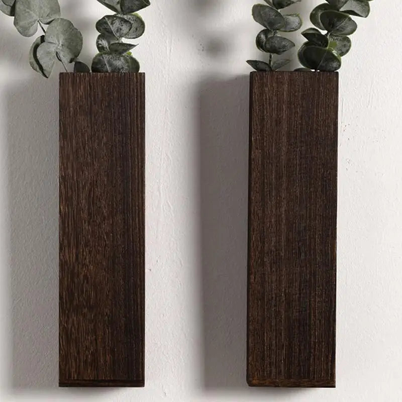 Wooden Wall Mounted Plant Flower Vase