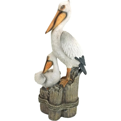 Coastal Decor Ocean's Perch Pelicans Garden Bird Statue