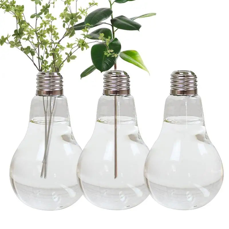 2/3pcs Light Bulb Flower Vase 14x8cm Transparent Glass