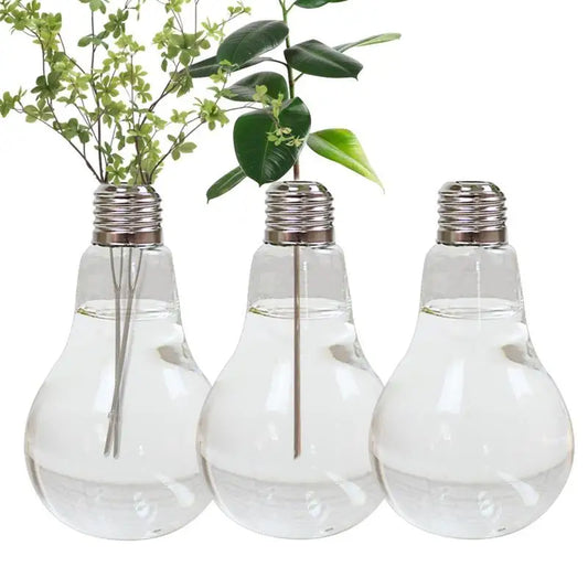 2/3pcs Light Bulb Flower Vase 14x8cm Transparent Glass