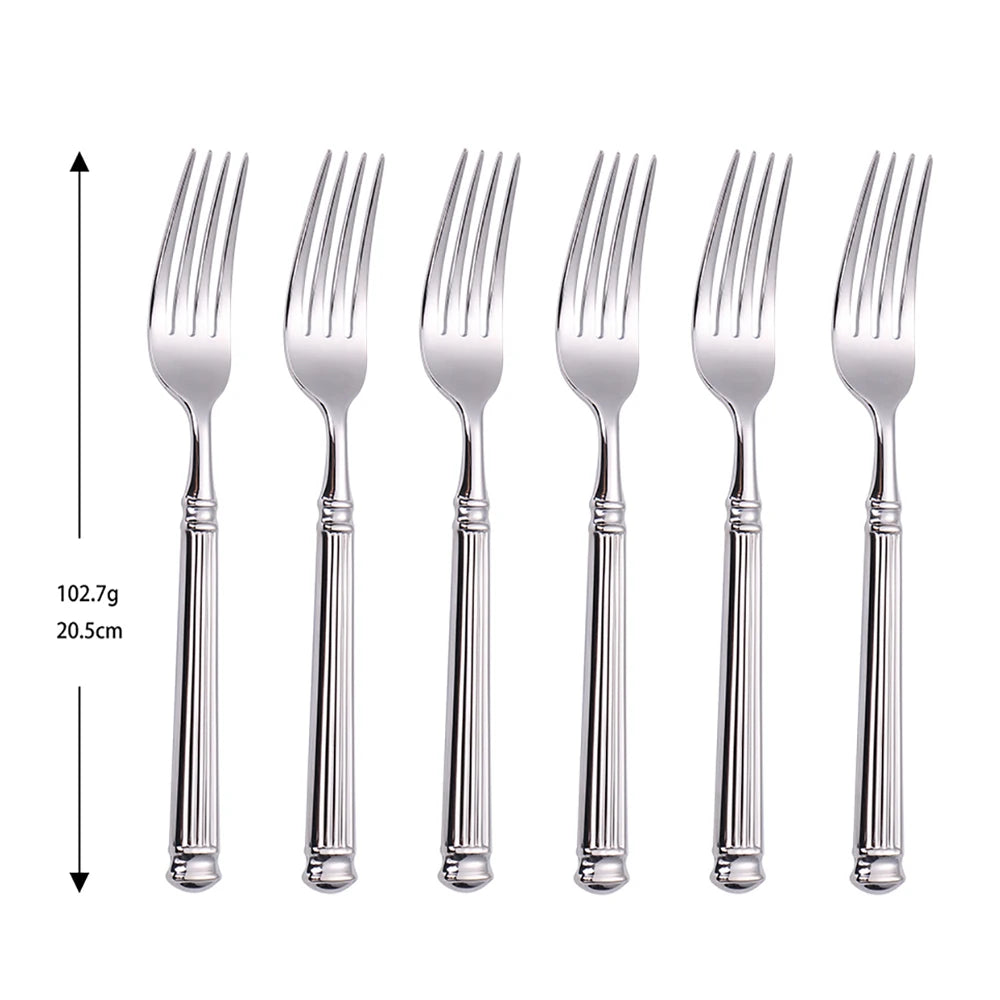 6Pcs Sliver Cutlery Stainless Steel Western Tablewar Kitchen Utensils