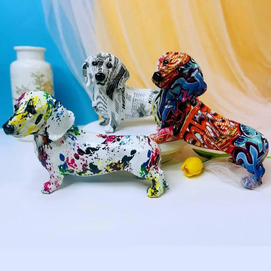 Dog Figurines Home Decor Graffiti