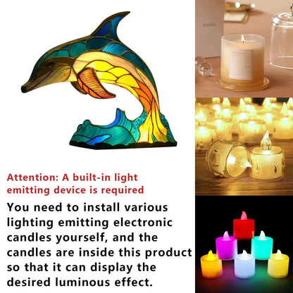 Dolphin Figurine Built In Electronic String Light Animal Table Lamp