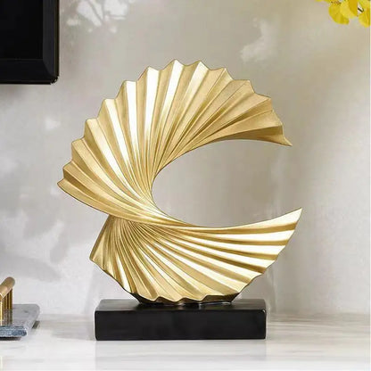 Resin Ocean Wave Figurine Sculpture Gold/White Modern Art