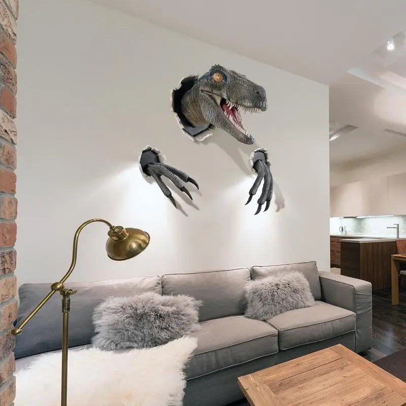 Dinosaur Wall Mounted Sculpture 3D Wall Bursting Decor