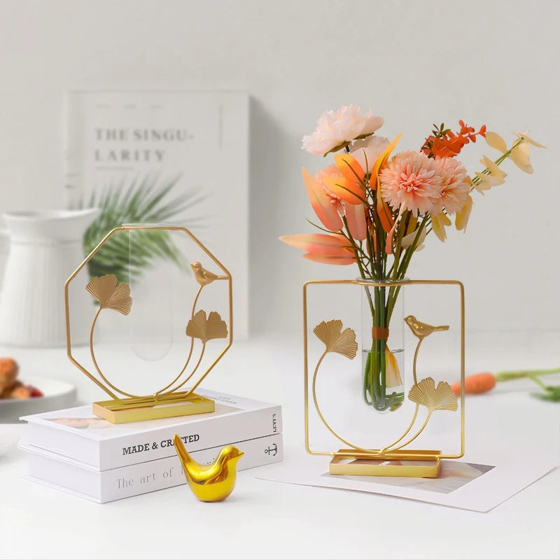 Nordic Golden Glass Test Tube Flower Vase