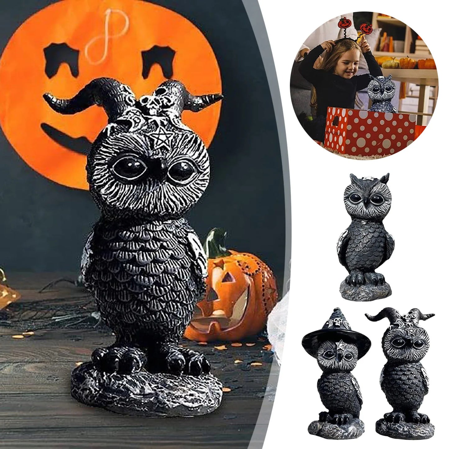 1pc Magic Owl Mysterious Statue Cute Black Witches Owl Figurine