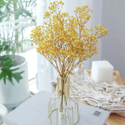 Simple Golden Glass Vase Flower Stand Iron