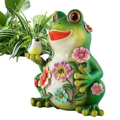 Resin Solar Frog Garden Sculpture Frog Statues Frog