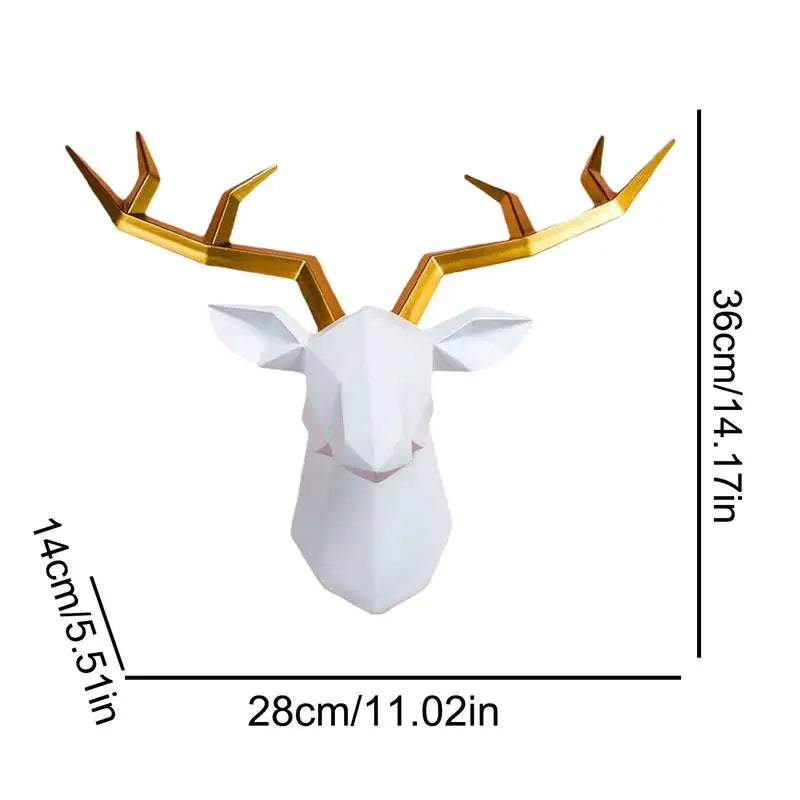 17*14 Inch Deer Head Resin Statue Wall Decor