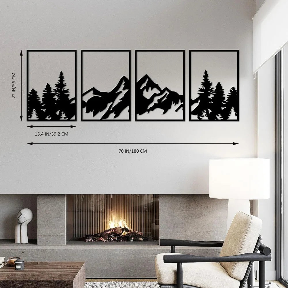 4 Pcs Metal Mountain Wall Art Large Mountains Wall Decor