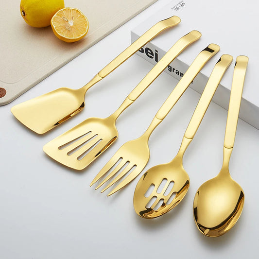 1/2/5 Pcs Dinnerware Stainless Steel Serving Spoon Fork Set