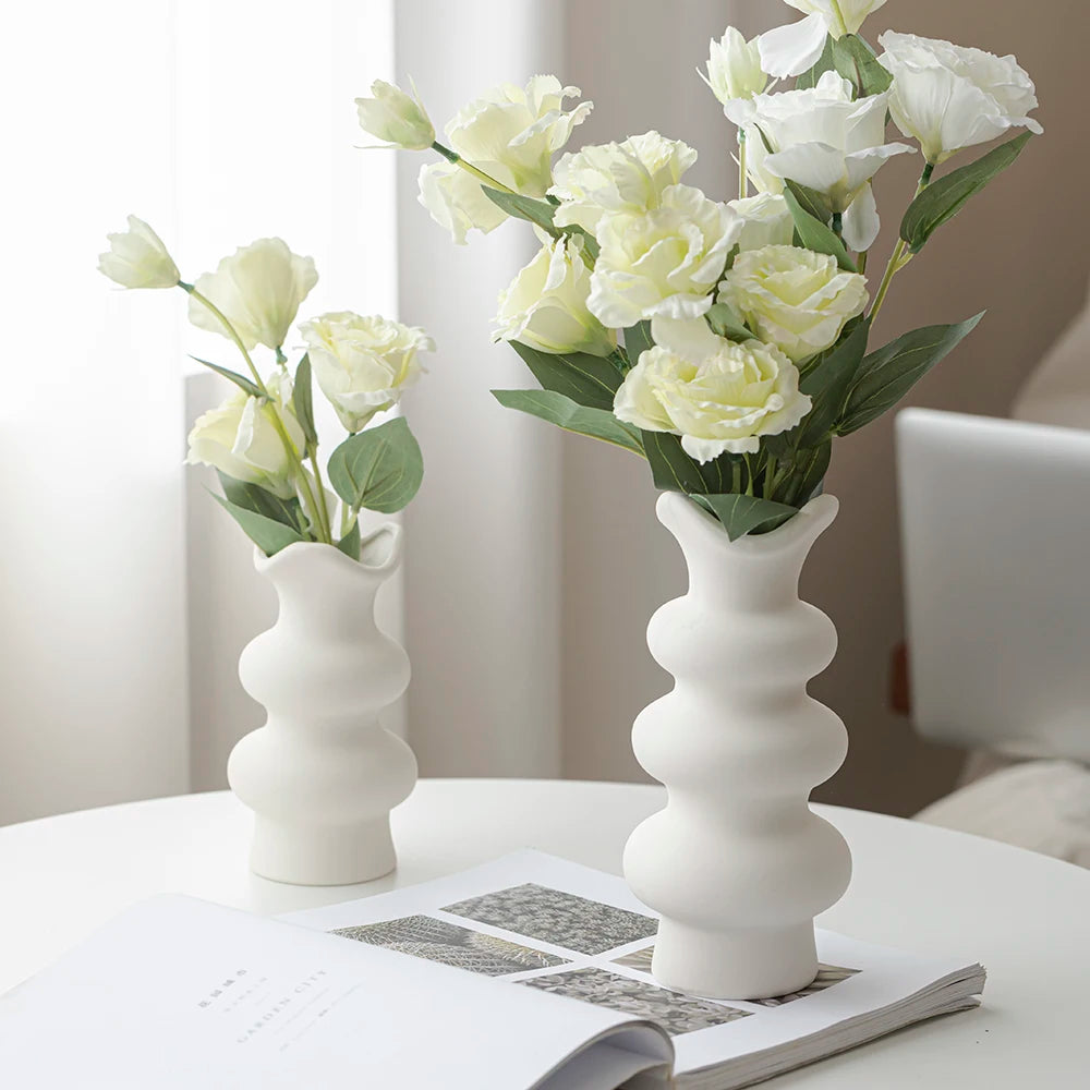 Modern Decorative White Ceramic Vases for Home Decor