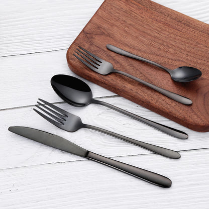 24/28/32 Pieces Black Tableware Stainless Steel Western Cutlery Set