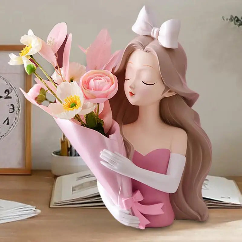 Modern Decorative Vase Girl Sculpture Indoor Home Ornaments