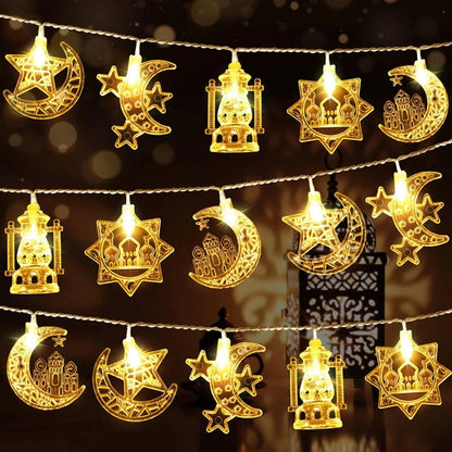 Moon Star Led String Lights Eid Mubarak Decor Ramadan Decoraion