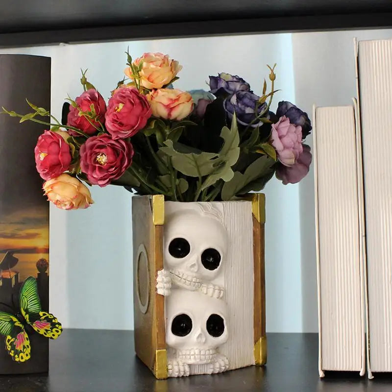 Skull Vases For Flowers For Bookshelf Garden