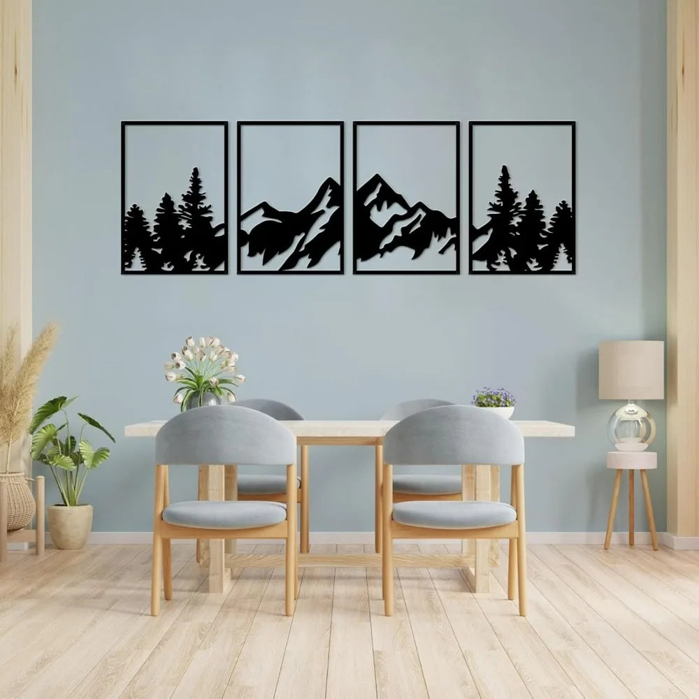 4 Pcs Metal Mountain Wall Art Large Mountains Wall Decor