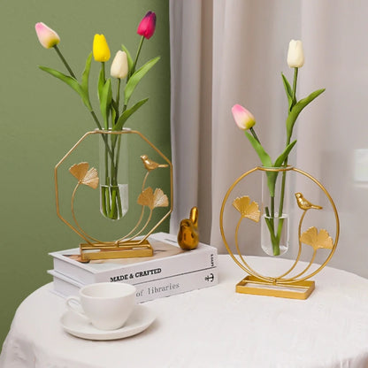 Nordic Golden Glass Test Tube Flower Vase