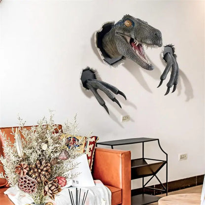 Dinosaur Wall Mounted Sculpture 3D Wall Bursting Decor