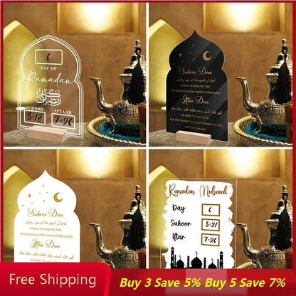 Wooden Eid Mubarak Ornament Ramadan Countdown Calendar