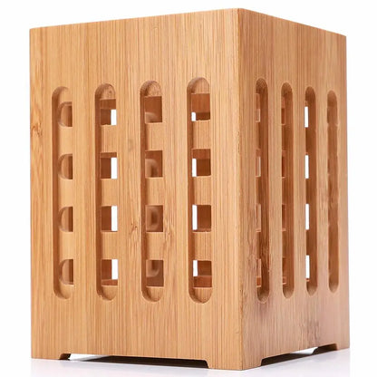 Square Hollow Grid Bamboo Containers Kitchen Utensil Storage Box