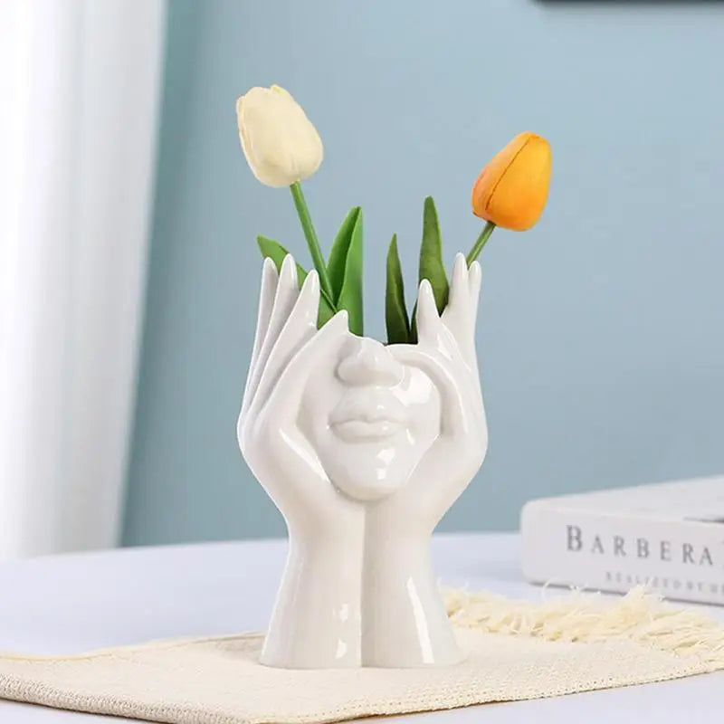 Unique Face Vase Ceramic Statue Flower Vase