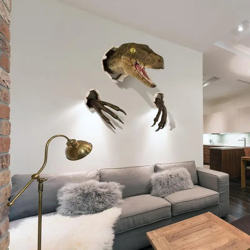 Dinosaur Wall Mounted Sculpture 3D Wall Bursting Decor