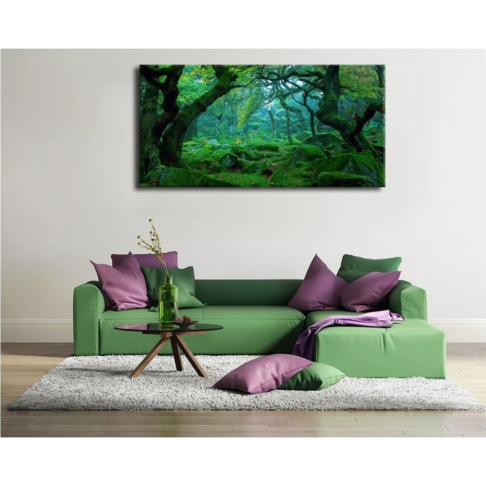 Green Forest Canvas Wall Art Living Room Decoration