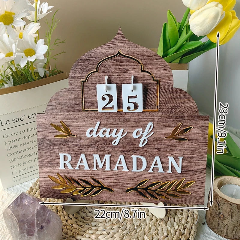 Wooden Ramadan Countdown Calendar Desktop Decoration