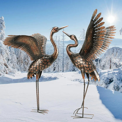 Outdoor Metal Heron Crane Yard Art Sculpture for Lawn