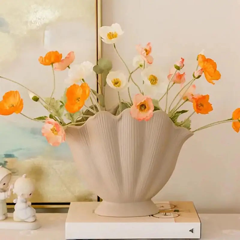 Ceramic Shell Vase Set Creative Home Decoration Dry Flower