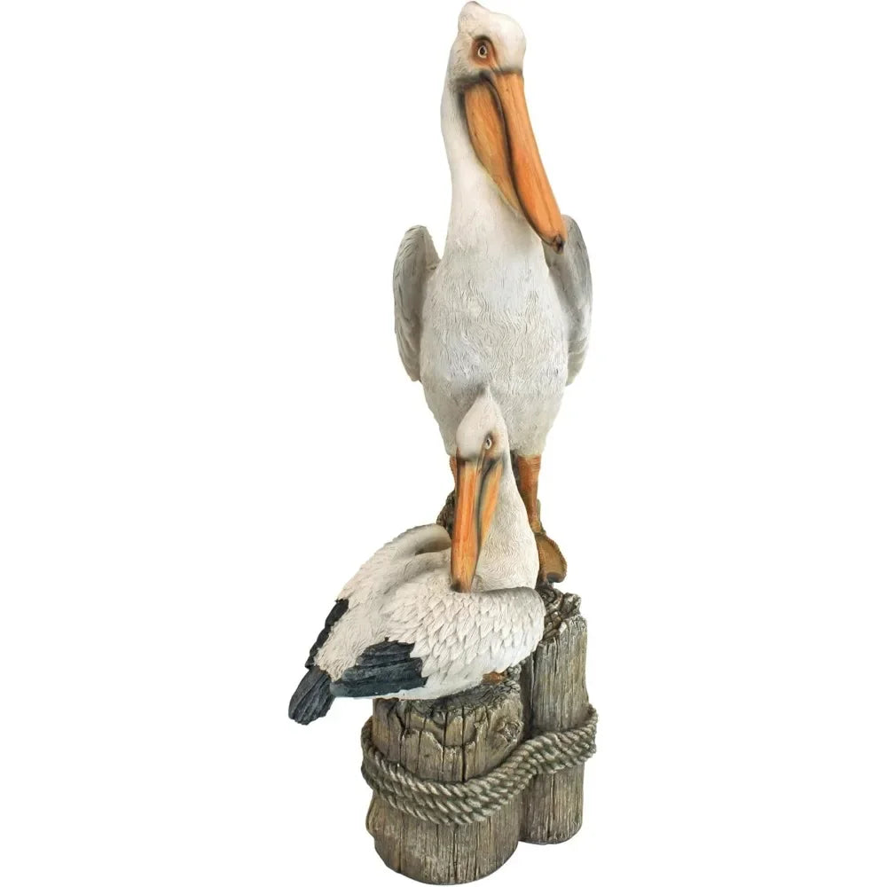 Coastal Decor Ocean's Perch Pelicans Garden Bird Statue