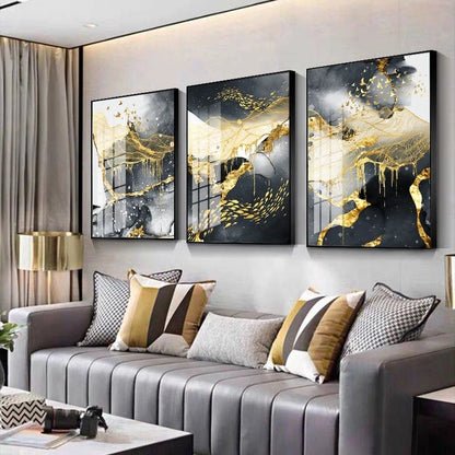 Abstract Classic Poster Canvas Art Painting Golden Marble