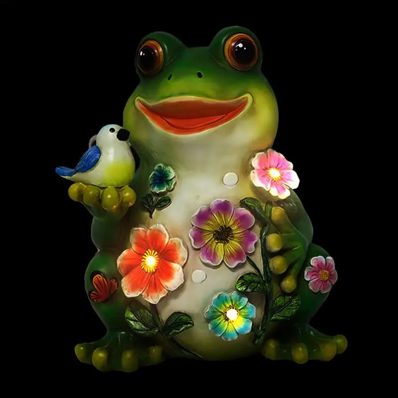 Resin Solar Frog Garden Sculpture Frog Statues Frog