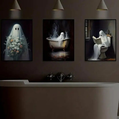 Ghost Painting Halloween Ghost Wall Decor 3X Ghost Printable Wall Art