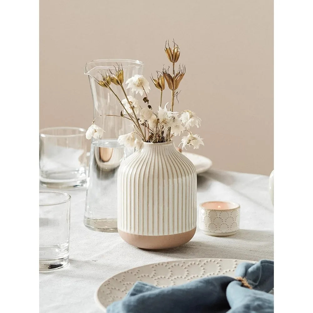 Decorative Small Bohemian Vase Pampas Grass Arctic White